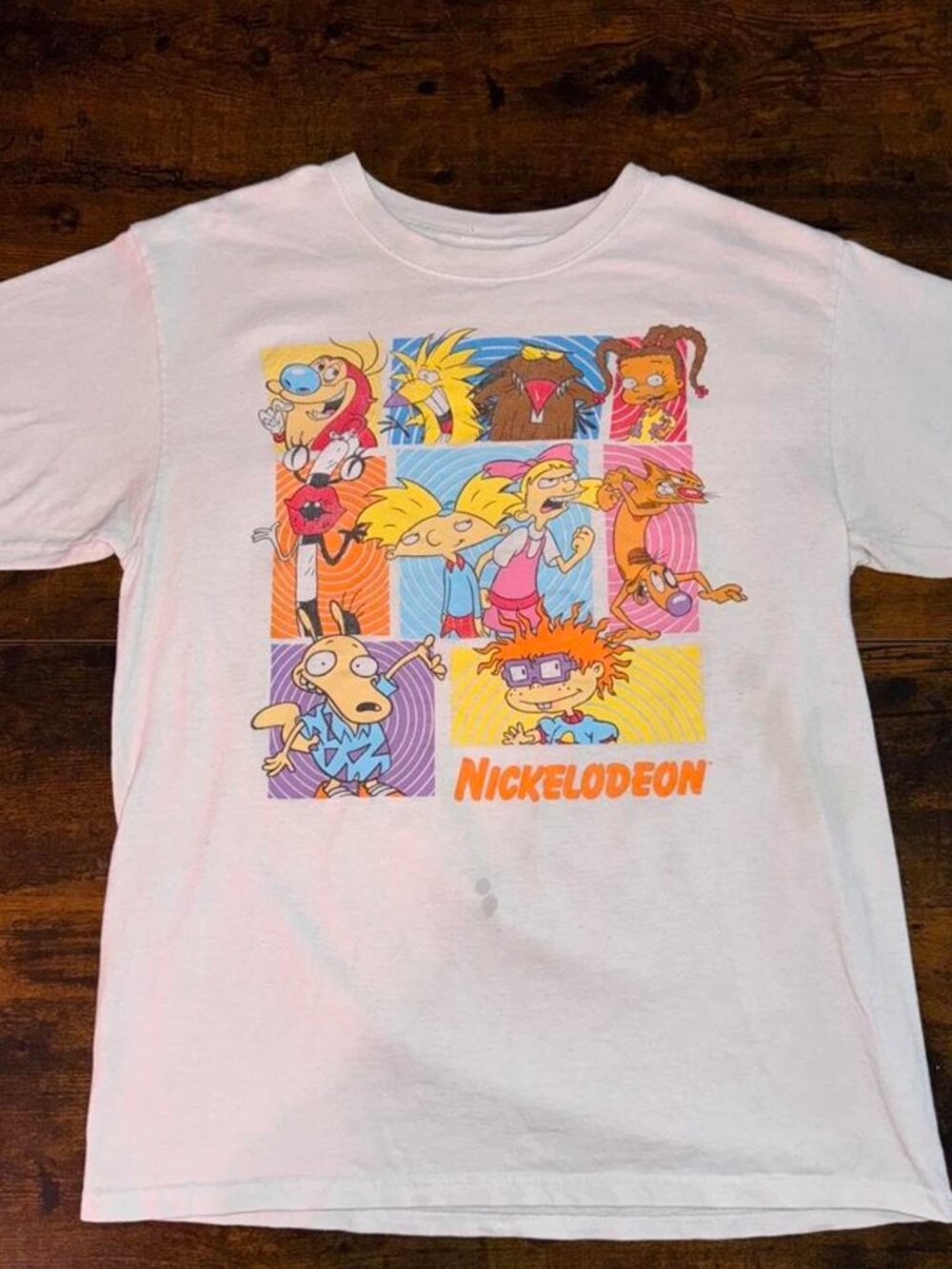 Nickelodeon White Tee Multi-Color Graphics Size M